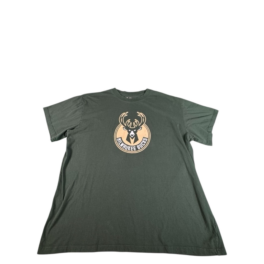 Milwaukee Bucks Majestic T-Shirt 3XL Green NBA Logo Tee 100% Cotton